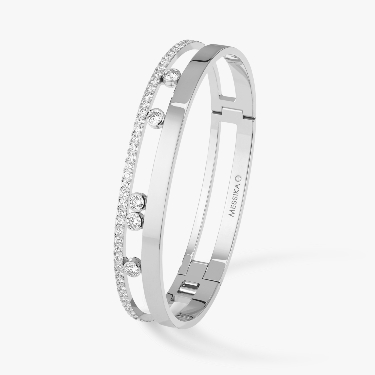 Bracelet Femme Or Blanc Diamant Bangle Move Romane GM  06747-WG