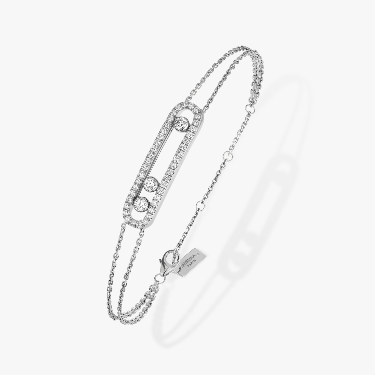 Bracelet Femme Or Blanc Diamant Move Classique Pavé 03995-WG