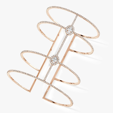 Bracelet Femme Or Rose Diamant Glam'Azone Skinny 4 Rangs Pavée 05694-PG