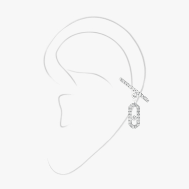 Earrings For Her White Gold Diamond Move Uno Single Clip Pavé Drop Pendant 11162-WG