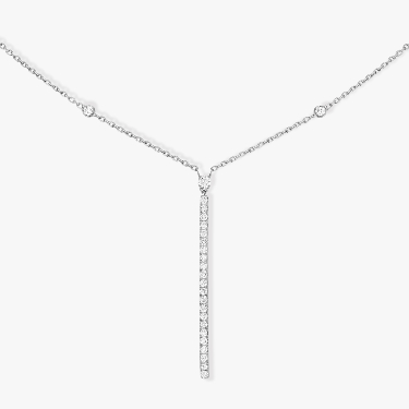 Collar Mujer Oro blanco Diamante Gatsby Barrette Vertical 05448-WG