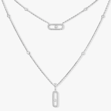 Move Uno 2 Rows  White Gold For Her Diamond Necklace 08852-WG