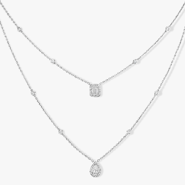 My Twin 2 Rows White Gold For Her Diamond Necklace 06506-WG