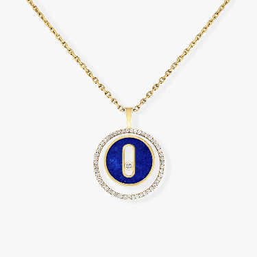 Necklace For Her Yellow Gold Diamond Lucky Move SM Lapis Lazuli Necklace 11978-YG