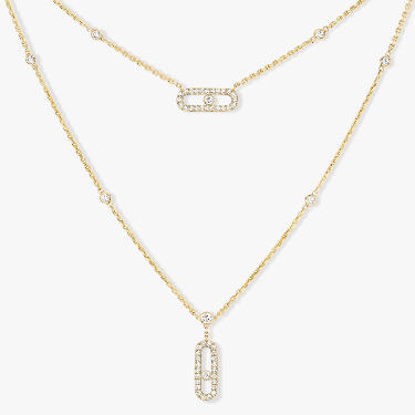 Necklace For Her Yellow Gold Diamond Move Uno 2 Rows Pavé  07174-YG