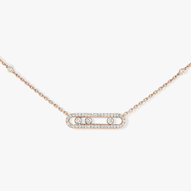 Necklace For Her Pink Gold Diamond Baby Move Pavé 04322-PG