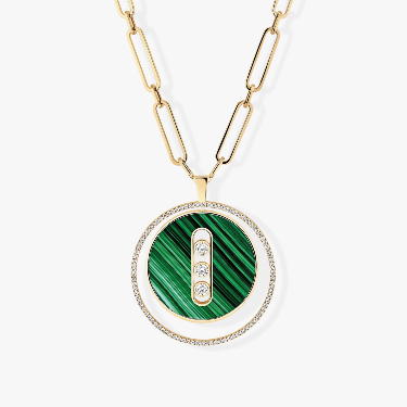 Malachite Lucky Move Long Necklace LM Yellow Gold For Her Diamond Necklace 11273-YG