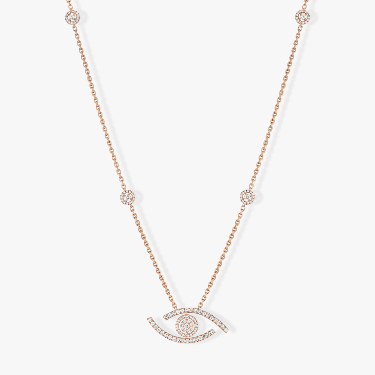 Lucky Eye Long Pavé-Set Necklace Pink Gold For Her Diamond Necklace 11570-PG