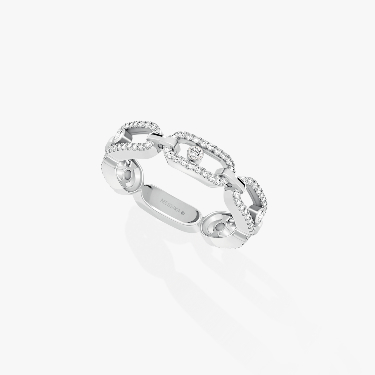 خاتم امرأة ذهب أبيض الماس خاتم Move Link المرصوف المتعدّد 12012-WG