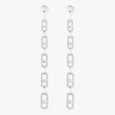 Earrings For Her White Gold Diamond Move Link Multi Pendant Earrings 12011-WG
