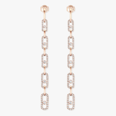 Earrings For Her Pink Gold Diamond Move Link Multi Pendant Earrings 12011-PG