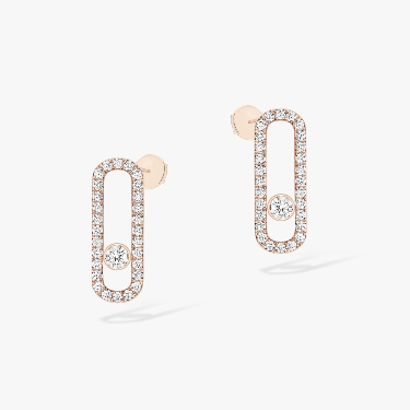 Move Uno Diamond Pavé Earrings Pink Gold For Her Diamond Earrings 12183-PG