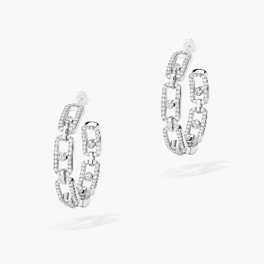 Boucles d'oreilles Femme Or Blanc Diamant Créoles Move Link PM 12716-WG