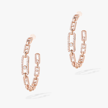 Move Link MM Hoop Earrings Pink Gold For Her Diamond Earrings 12362-PG