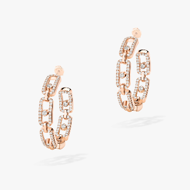 Earrings For Her Pink Gold Diamond Move Link SM Hoop Earrings 12716-PG