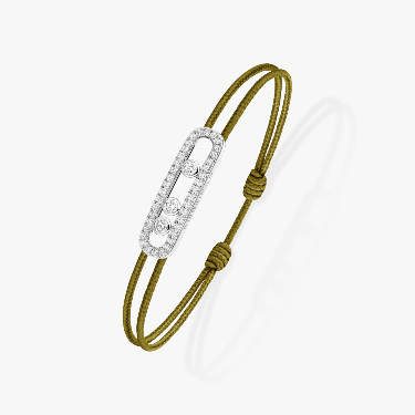Pulsera Mujer Oro blanco Diamante Cordón Messika CARE(S) Caqui con Pavé 14100-WG