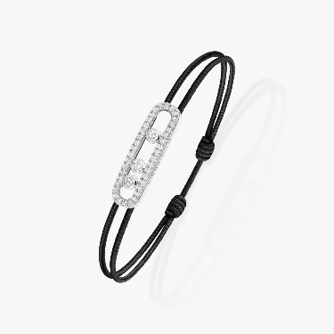 Bracelet For Her White Gold Diamond Messika CARE(S) Black Cord Pavé Bracelet 14141-WG