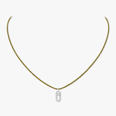 Messika CARE(S) Khaki Cord Pavé Bracelet White Gold For Her Diamond Necklace 14103-WG
