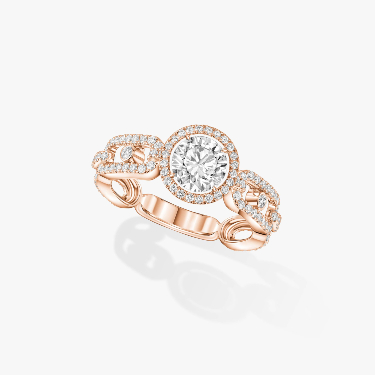 Ring For Her Pink Gold Diamond Move Link Solitaire 0.70ct 13749-PG