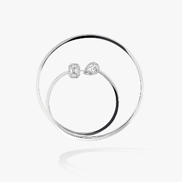 Boucles d'oreilles Femme Or Blanc Diamant Mono Créole My Twin 2x0,10ct 07445-WG