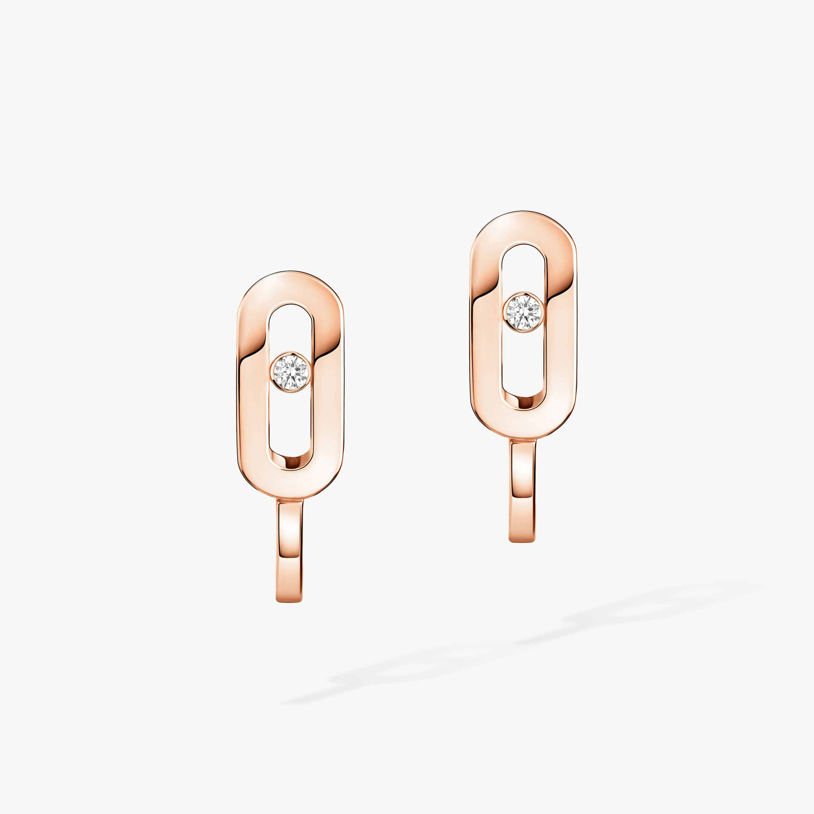 Earrings For Her Pink Gold Diamond Move Uno Mini Hoops  10050-PG