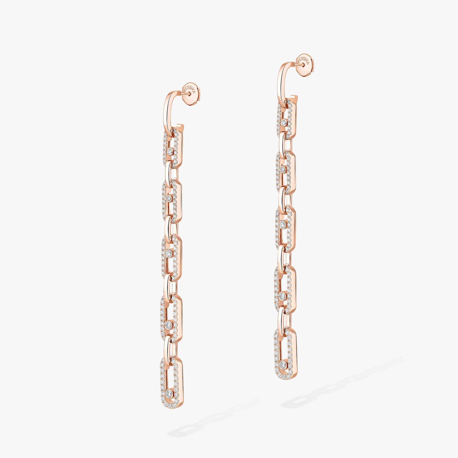 Boucles d'oreilles Femme Or Rose Diamant Pendantes Move Link Multi 12011-PG