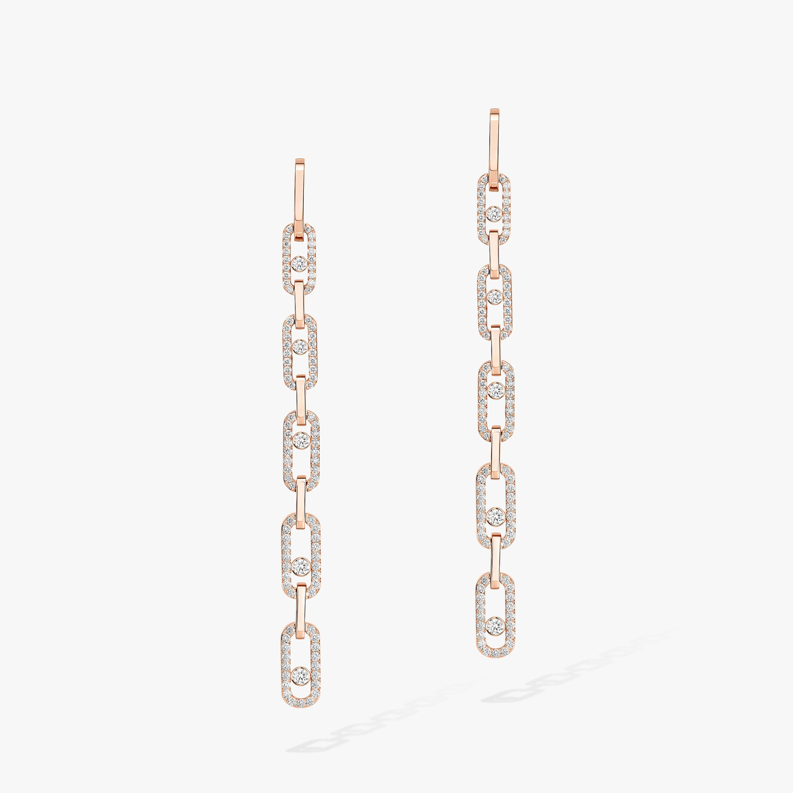 Boucles d'oreilles Femme Or Rose Diamant Pendantes Move Link Multi 12011-PG