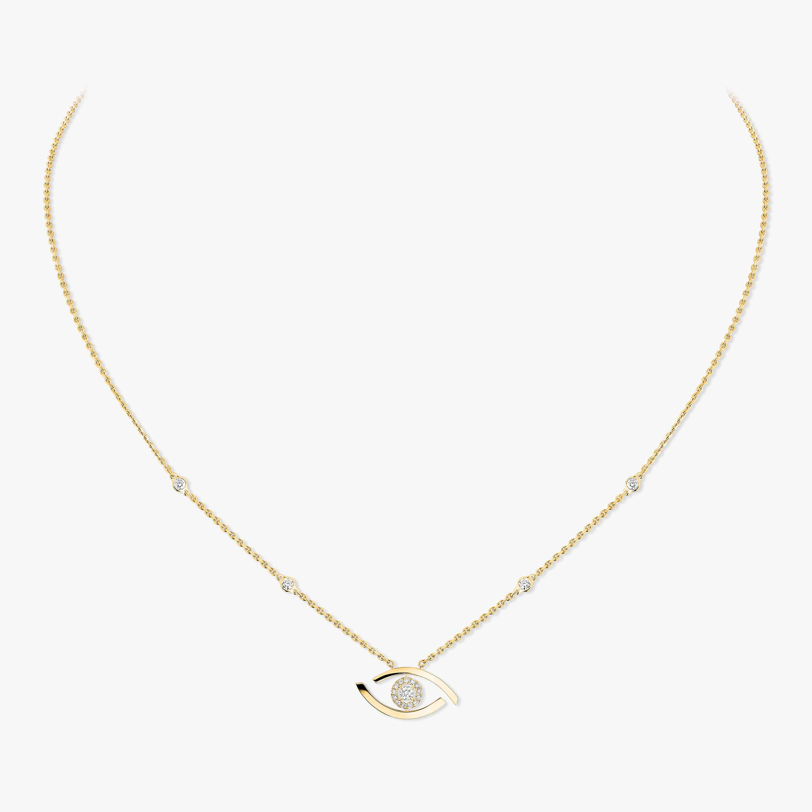 Necklace Femme Yellow Gold Diamond Lucky Eye 07524-YG