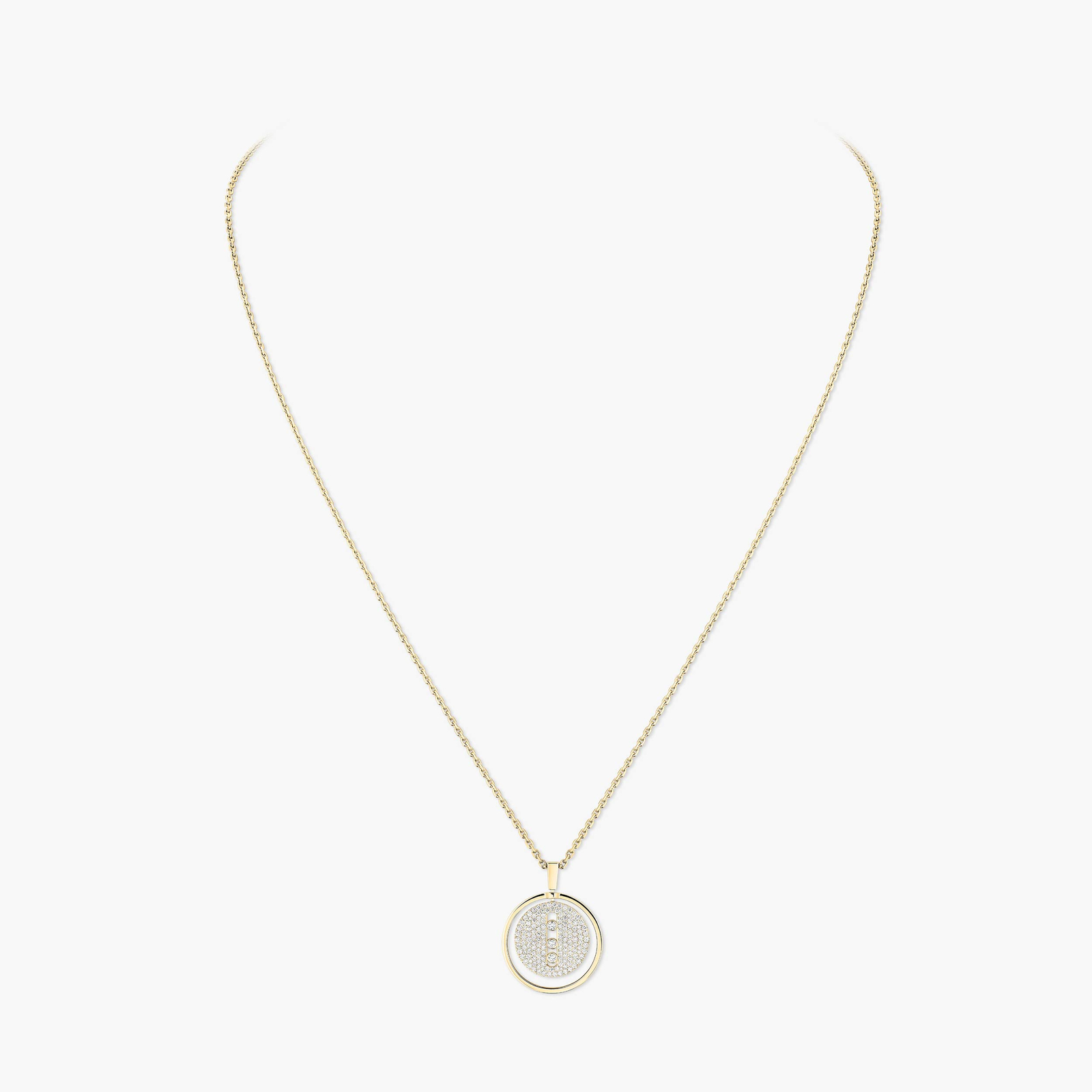 Necklace Femme Yellow Gold Diamond Lucky Move MM Pavé 07395-YG