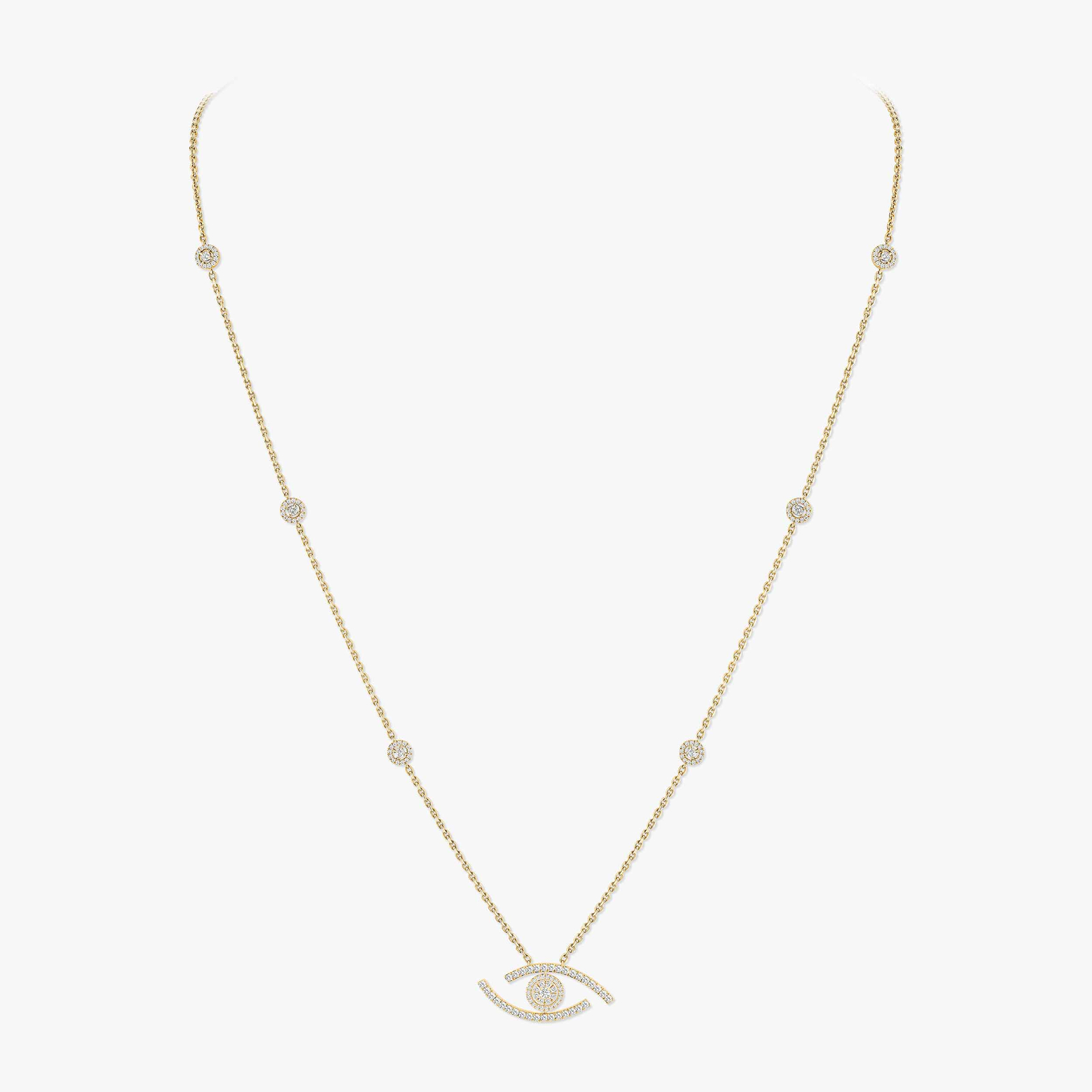 Necklace Femme Yellow Gold Diamond Lucky Eye Diamond Pavé Long Necklace 11570-YG