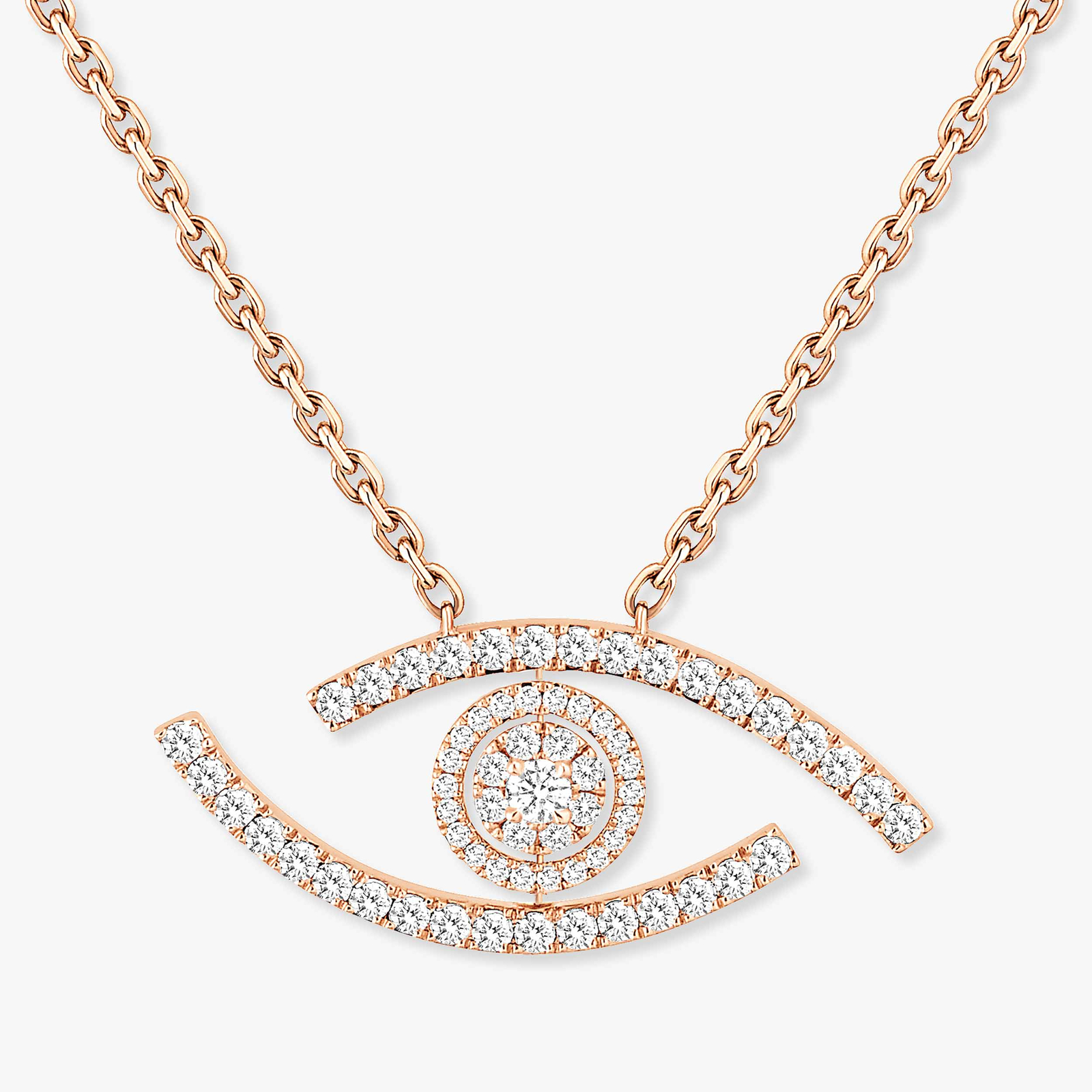 Necklace Femme Pink Gold Diamond Lucky Eye Diamond Pavé Long Necklace 11570-PG