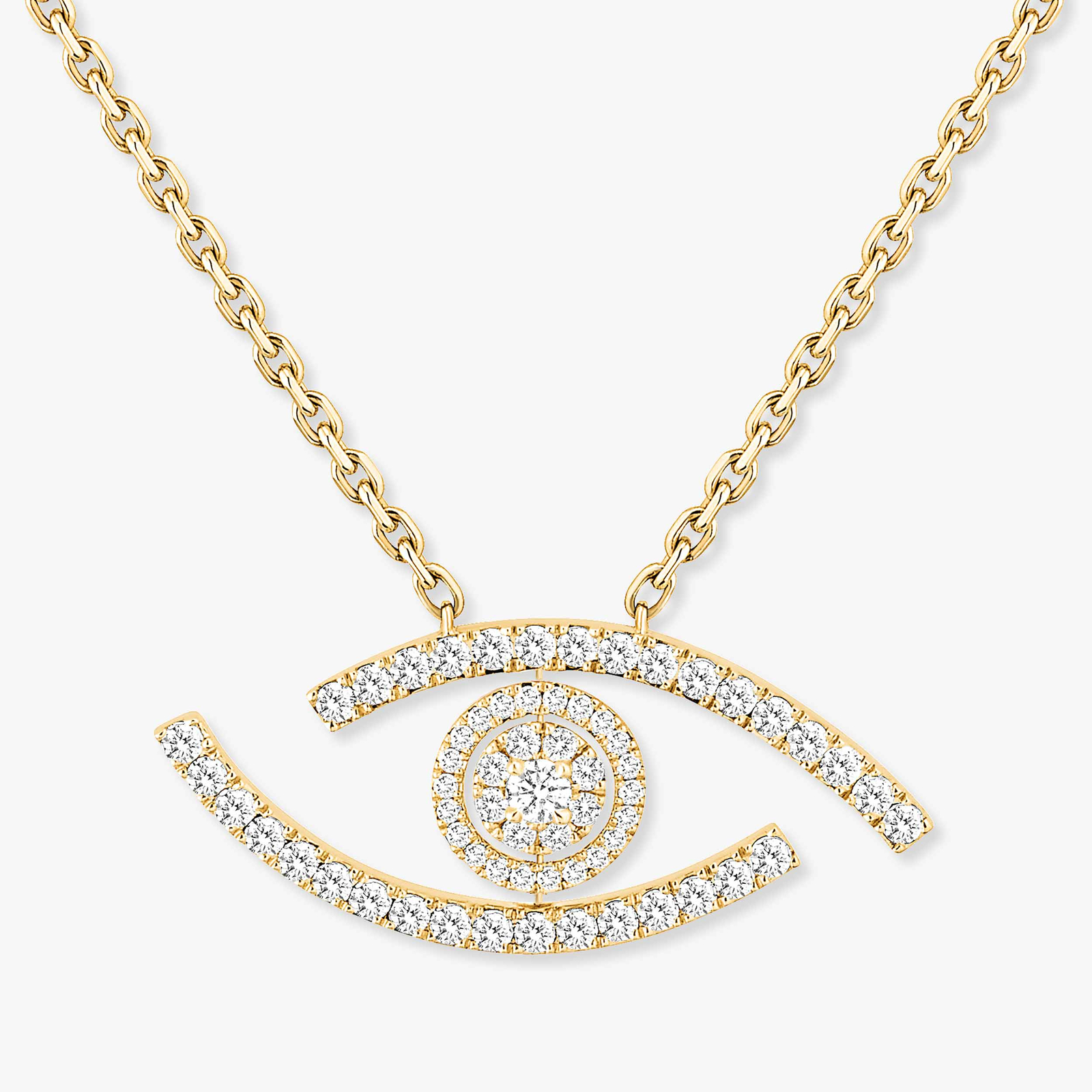 Necklace Femme Yellow Gold Diamond Lucky Eye Diamond Pavé Long Necklace 11570-YG