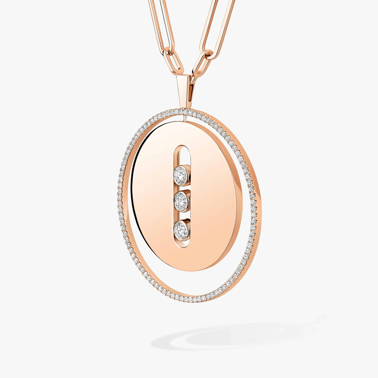 Lucky Move Long Necklace LM Pink Gold For Her Diamond Necklace 10126-PG