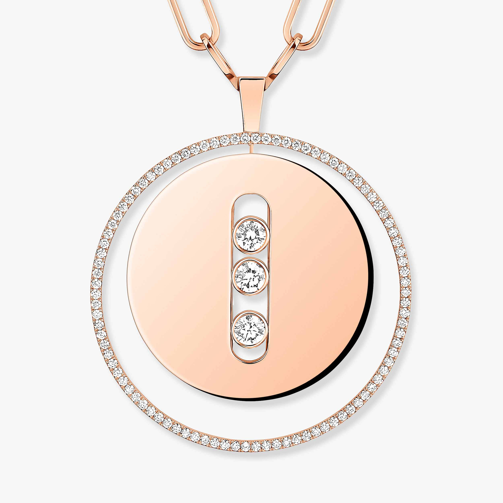Lucky Move Long Necklace LM Pink Gold For Her Diamond Necklace 10126-PG