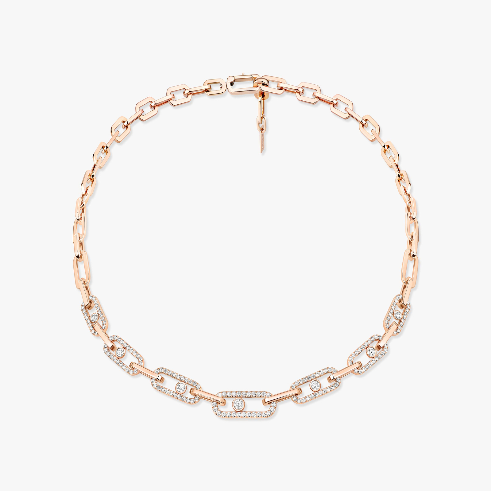 Move Link Pavé Pink Gold For Her Diamond Necklace 14042-PG