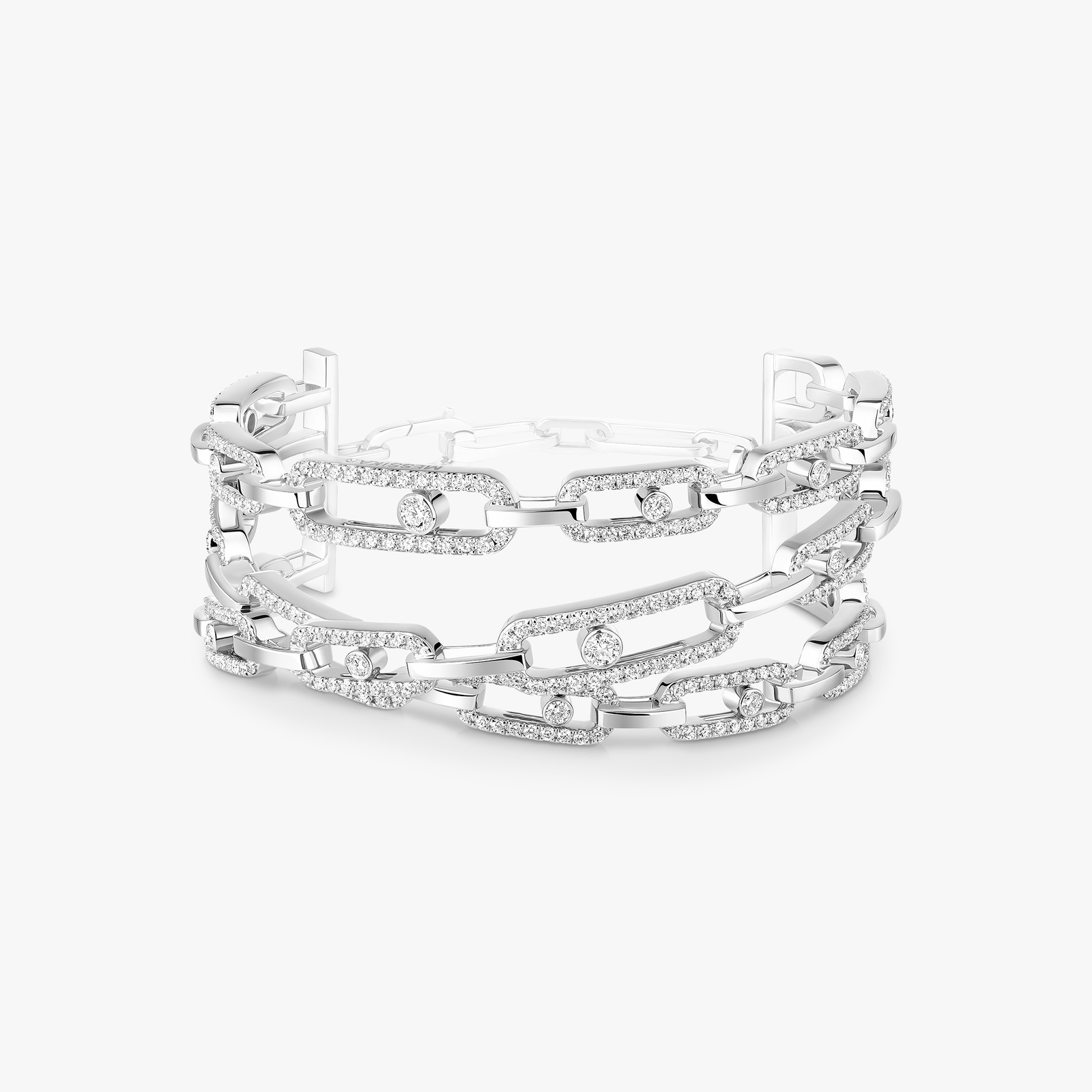 Bracciale Donna Oro bianco Diamante Manchette a 3 file Move Link 13512-WG