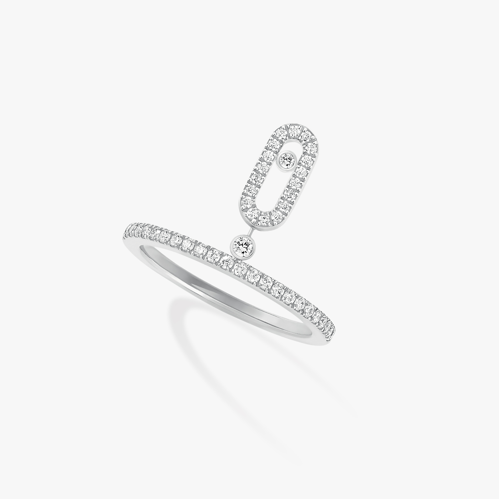 Bague Femme Or Blanc Diamant Move Uno Pampille Pavée 11163-WG