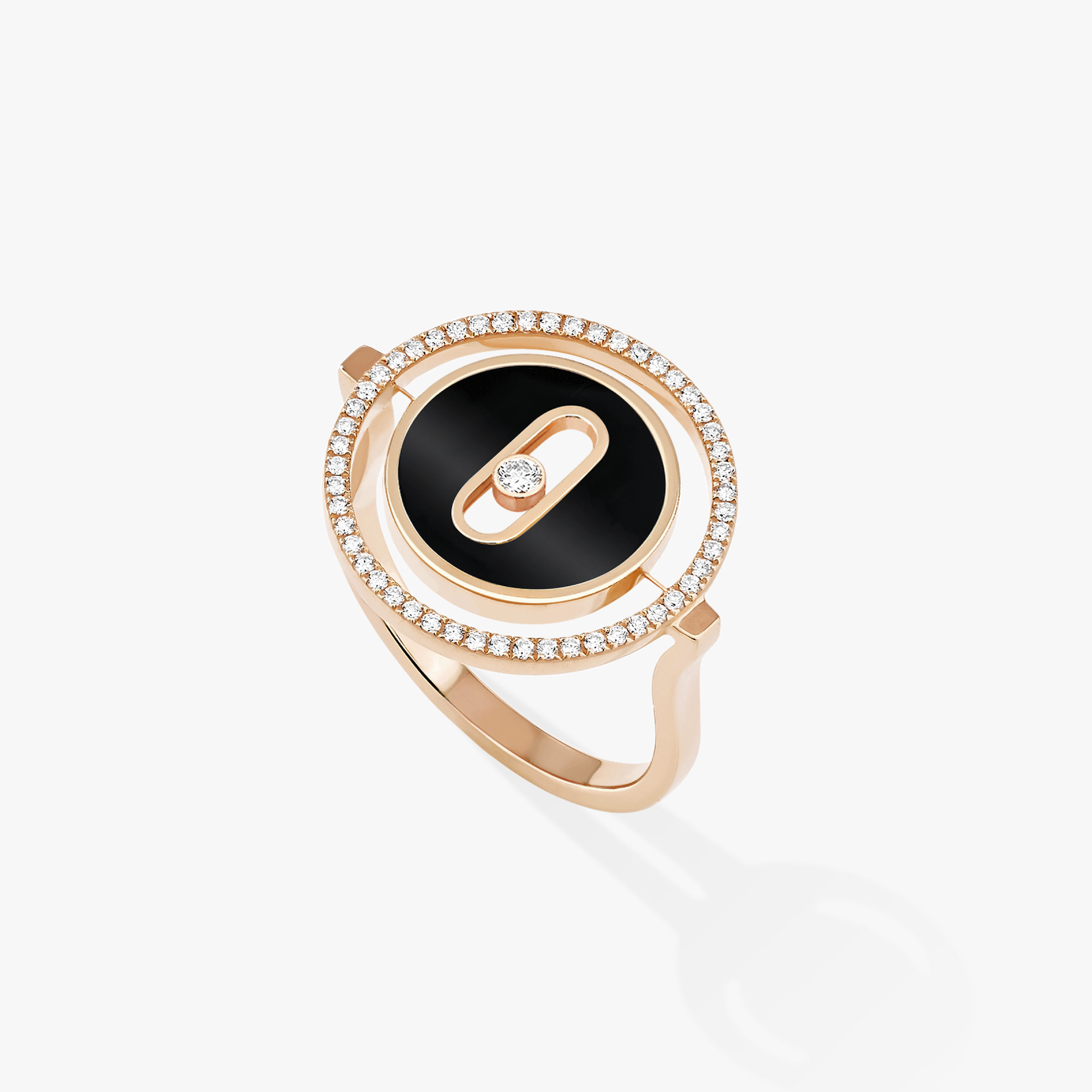 Lucky Move SM Onyx Pink Gold For Her Diamond Ring 12322-PG