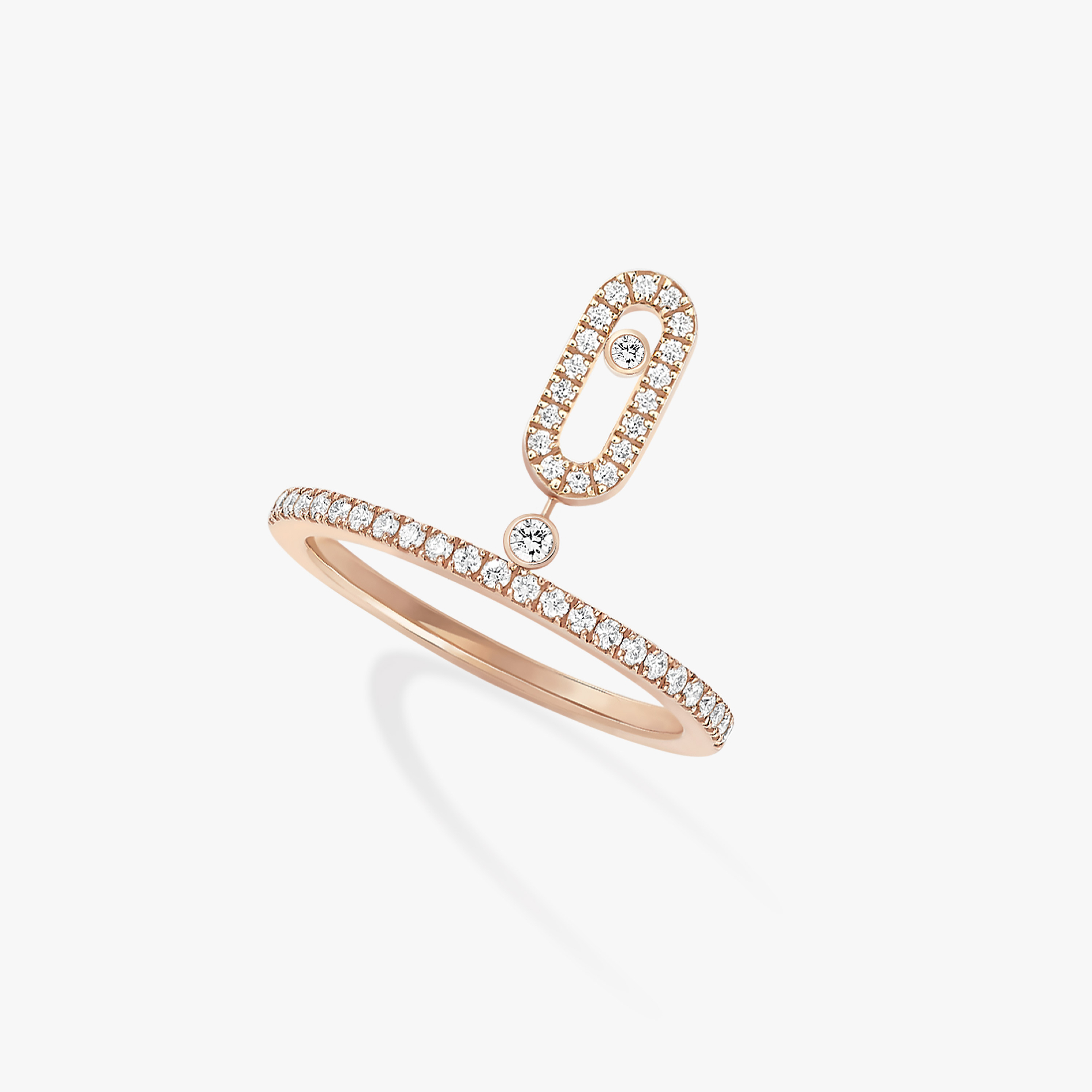 Кольцо Для нее Розовое золото Бриллиантами Move Uno с подвеской с бриллиантовым паве 11163-PG
