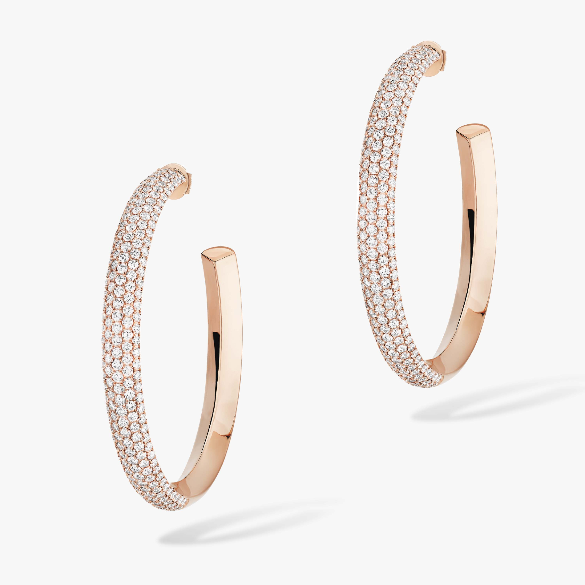 Earrings For Her Pink Gold Diamond Divine Enigma LM hoop earrings 12514-PG