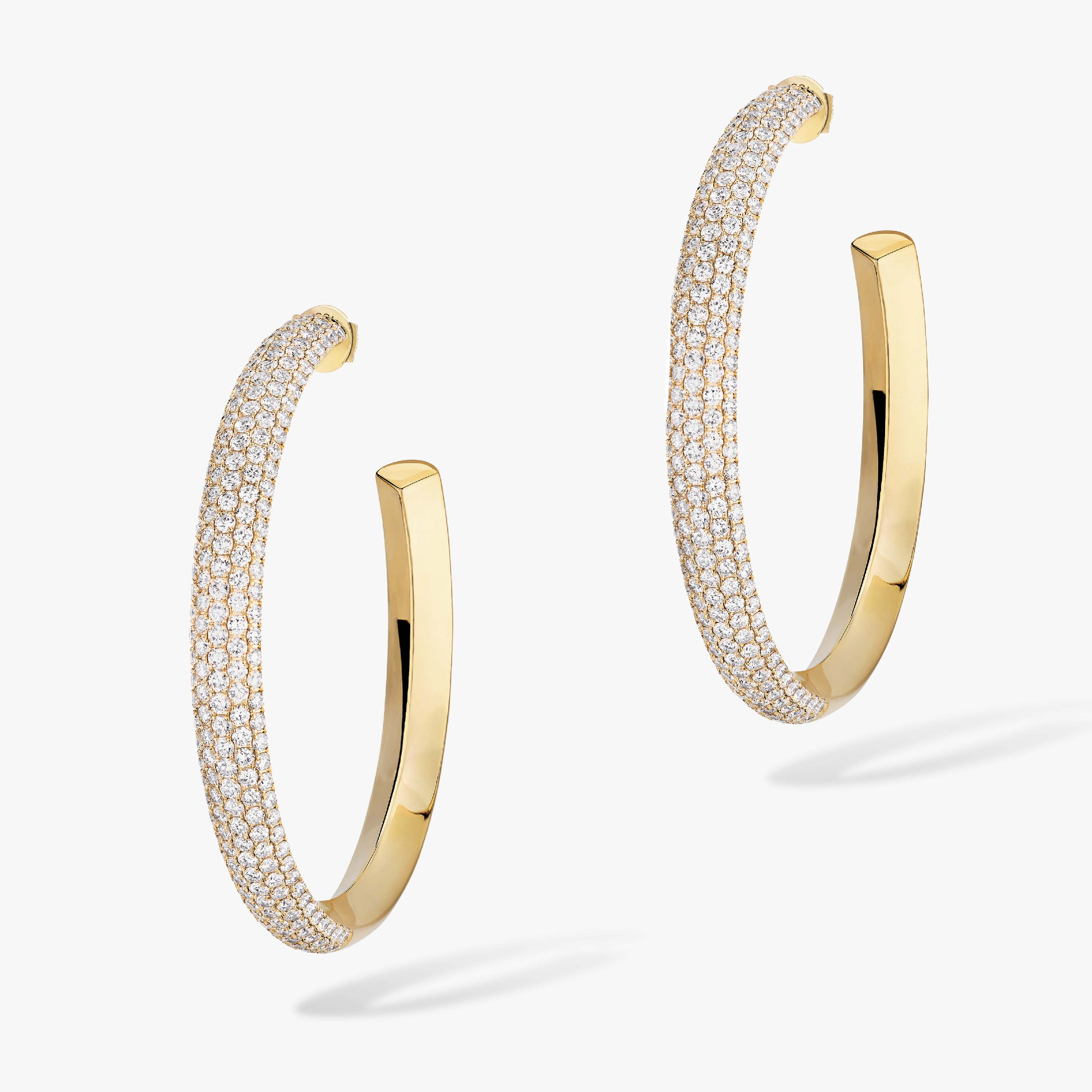 Earrings For Her Yellow Gold Diamond Divine Enigma LM hoop earrings 12514-YG