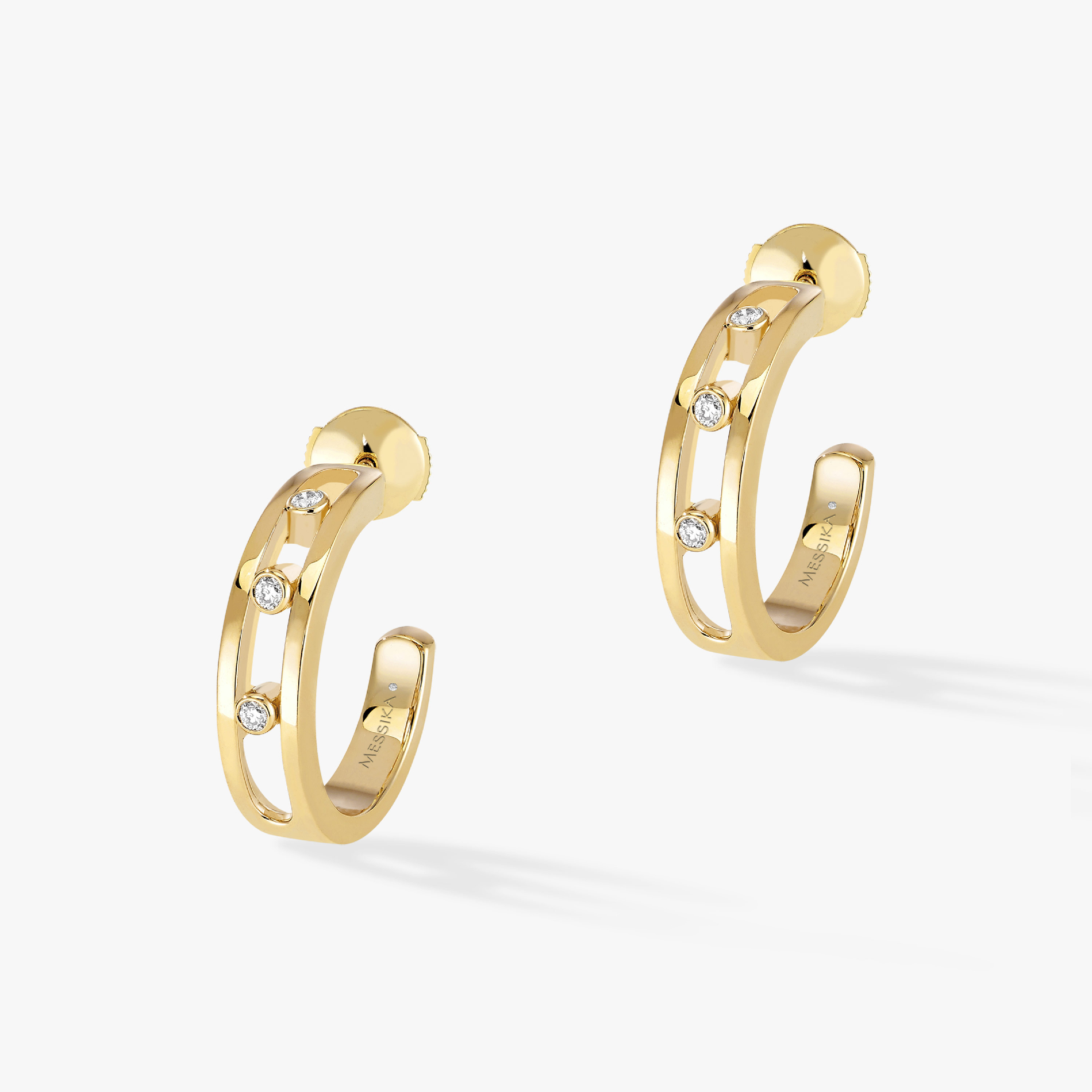 Move Hoop Yellow Gold For Her Diamond Earrings 04407-YG