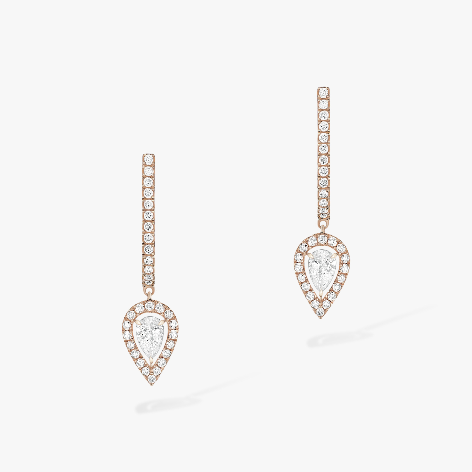 Joy Hoop Earrings Pear Diamond 2x0.10ct Pink Gold For Her Diamond Earrings 07480-PG