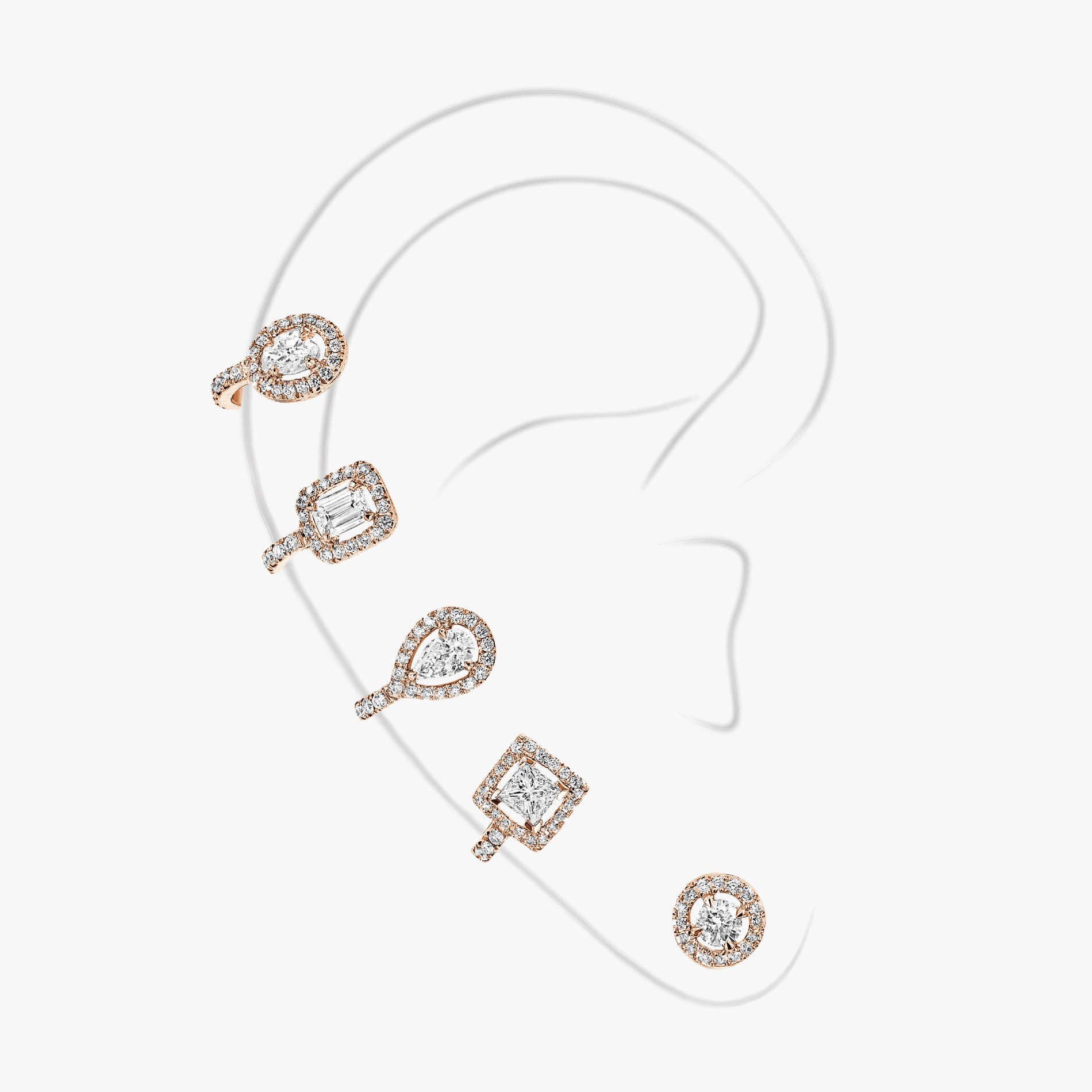 My Twin Multishape Pink Gold For Her Diamond Earrings 06158-PG