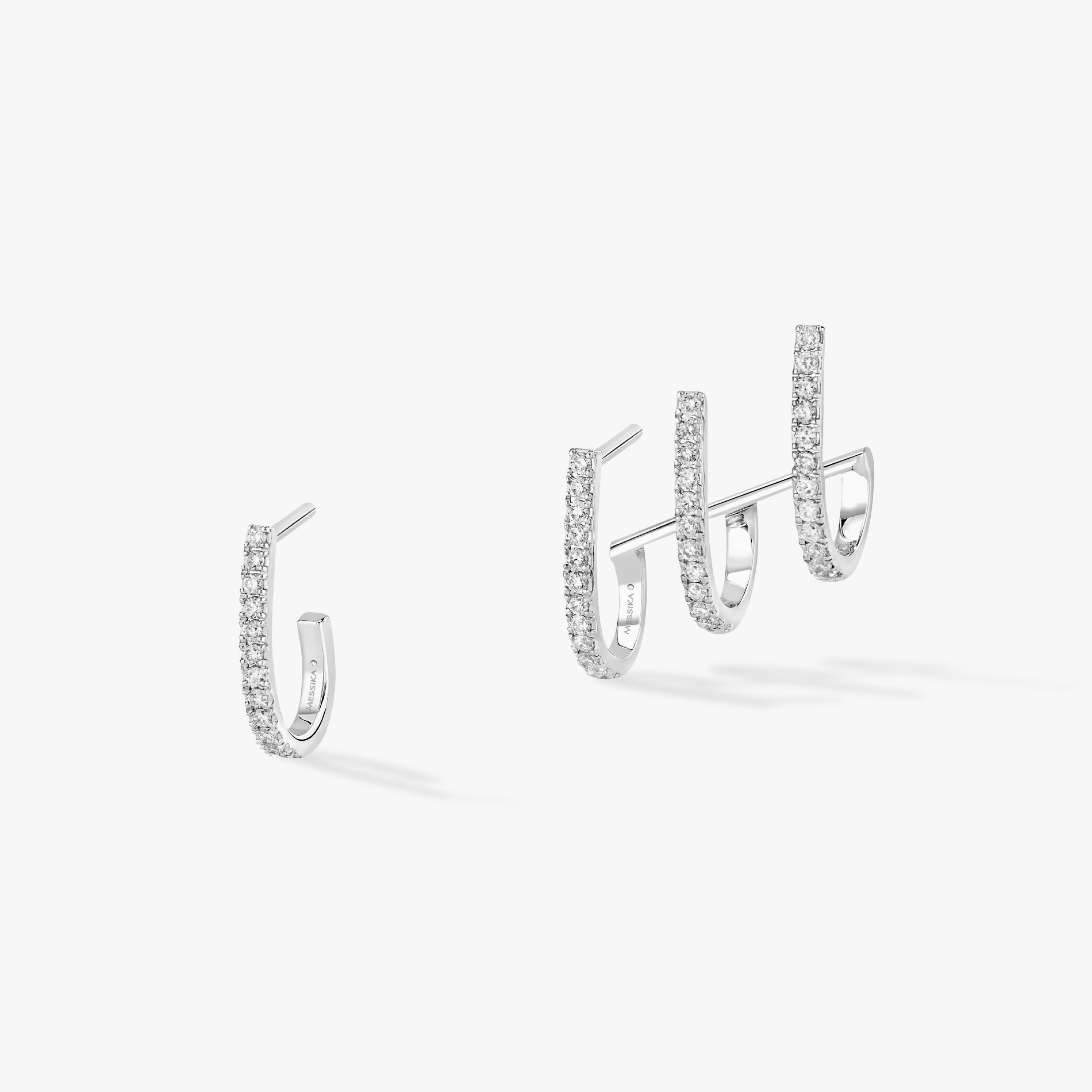 Boucles d'oreilles Femme Or Blanc Diamant Multi-Créoles Gatsby 06503-WG