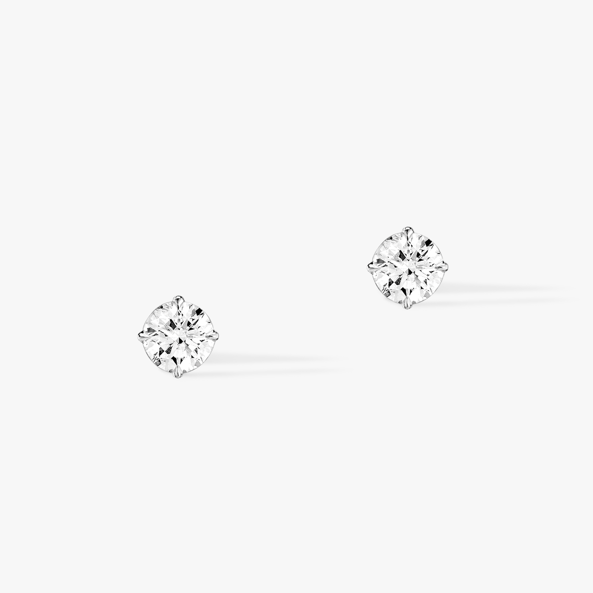 Boucles d'oreilles Femme Or Blanc Diamant Puces Brillant 08630-WG