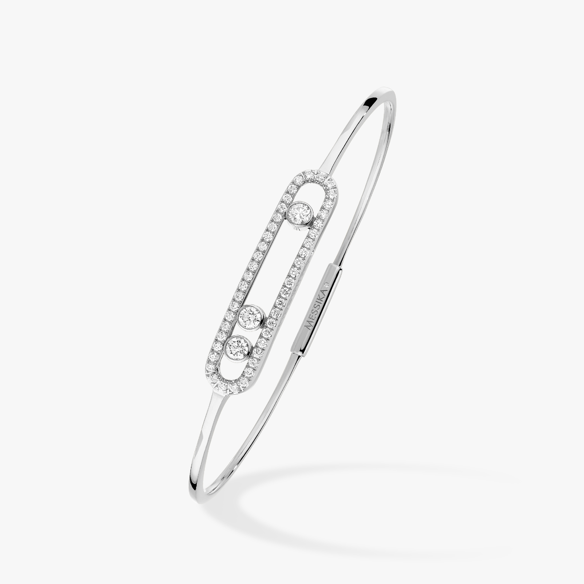 Bracelet Femme Or Blanc Diamant Jonc Move Pavé 05032-WG
