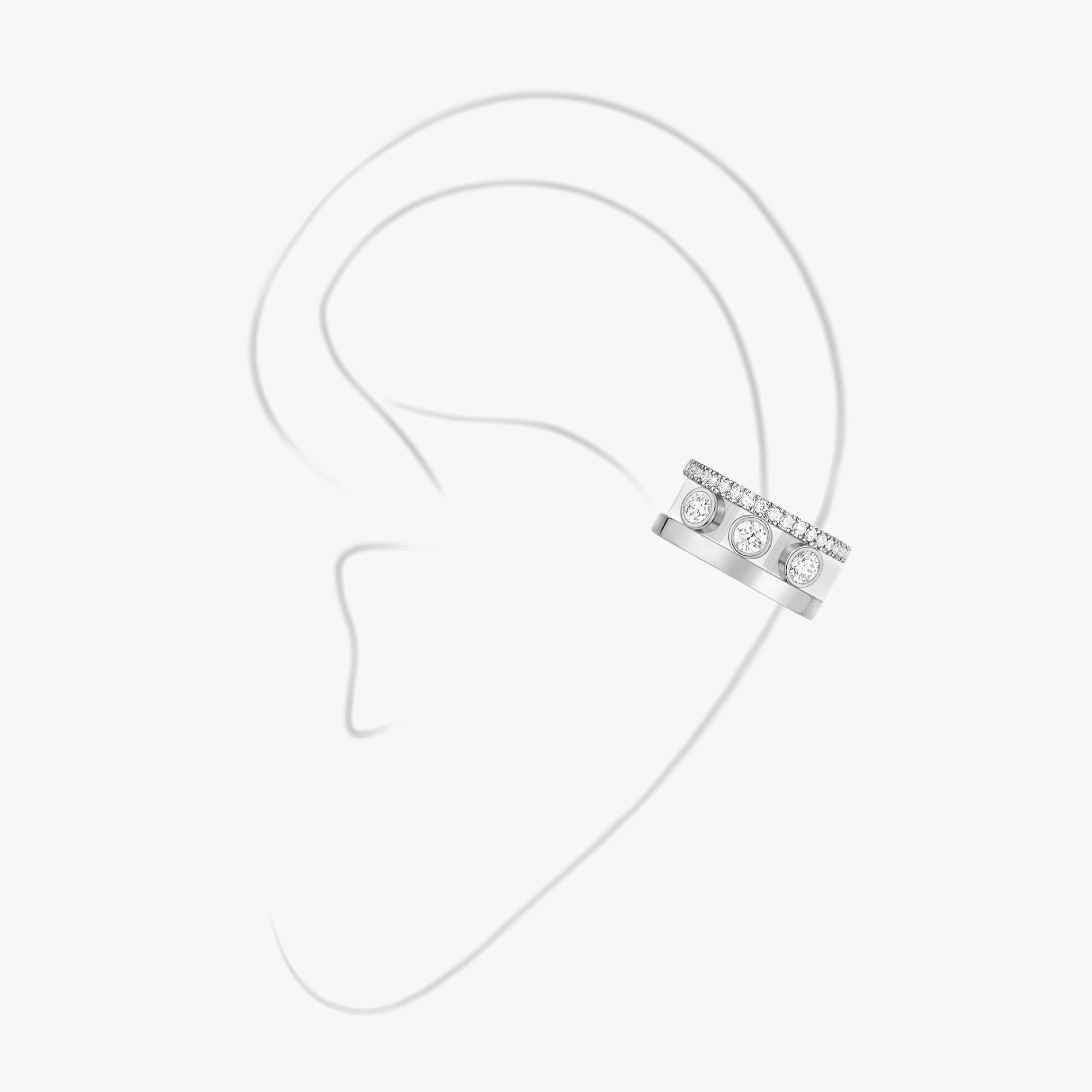 Boucles d'oreilles Femme Or Blanc Diamant Clip d'oreille Move Romane 10120-WG