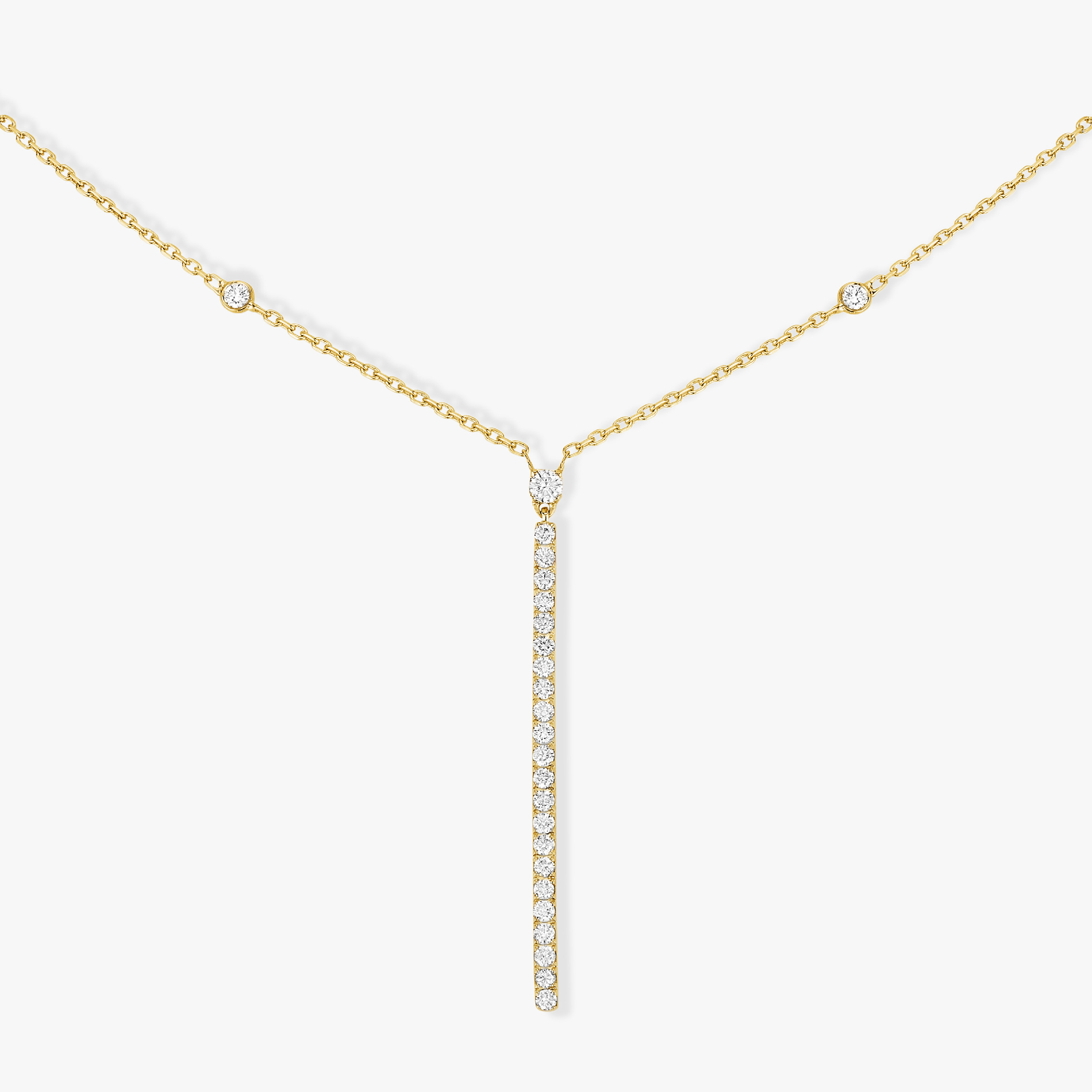 Gatsby Vertical Bar Yellow Gold For Her Diamond Necklace 05448-YG