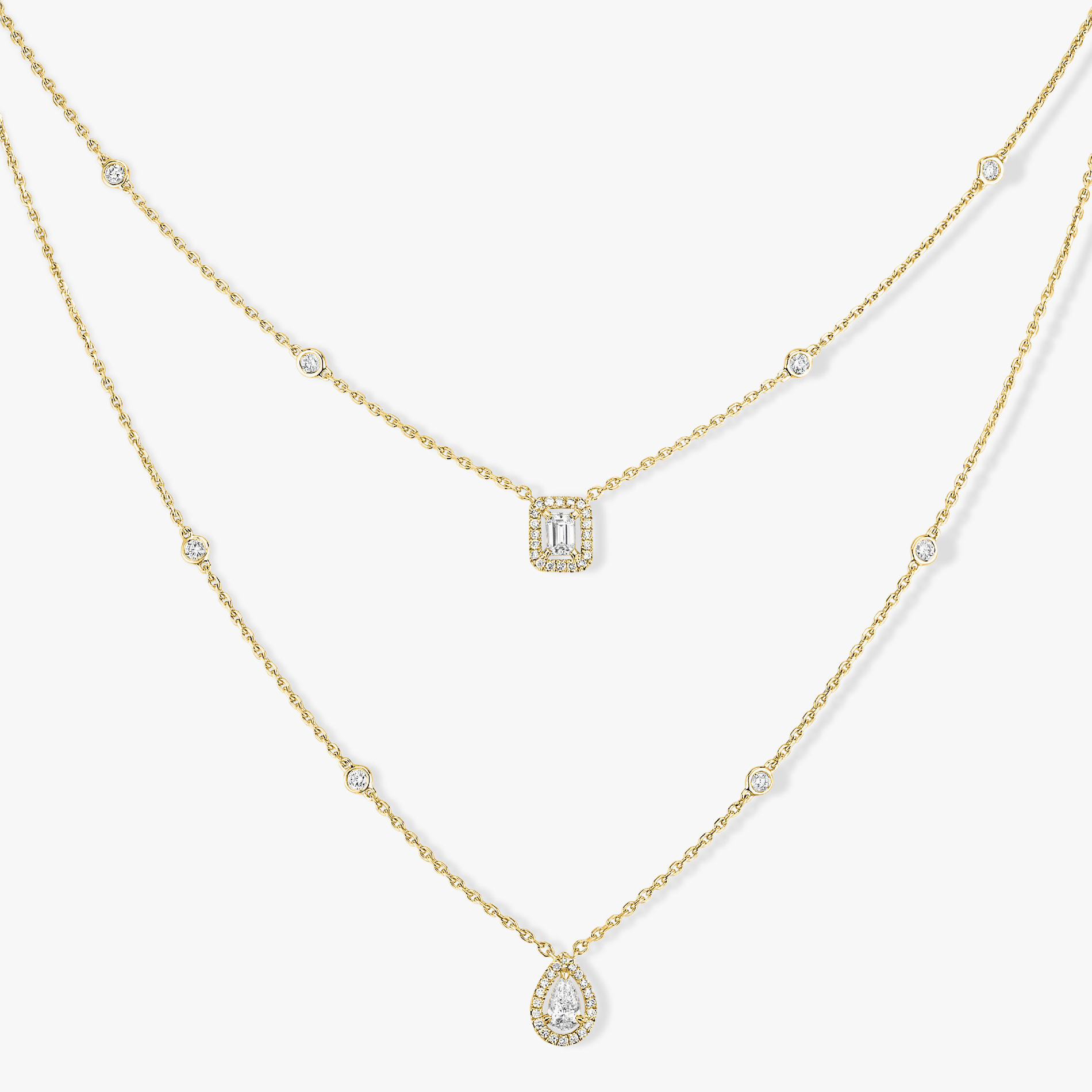 My Twin 2 Rows Yellow Gold For Her Diamond Necklace 06506-YG